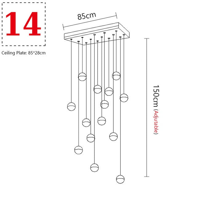 Modern Crystal Glass Ball LED Pendant Lights Fixtures Multiple Staircase Lamps Bar Hanging Lamp For Hotel Villa Duplex Apartment