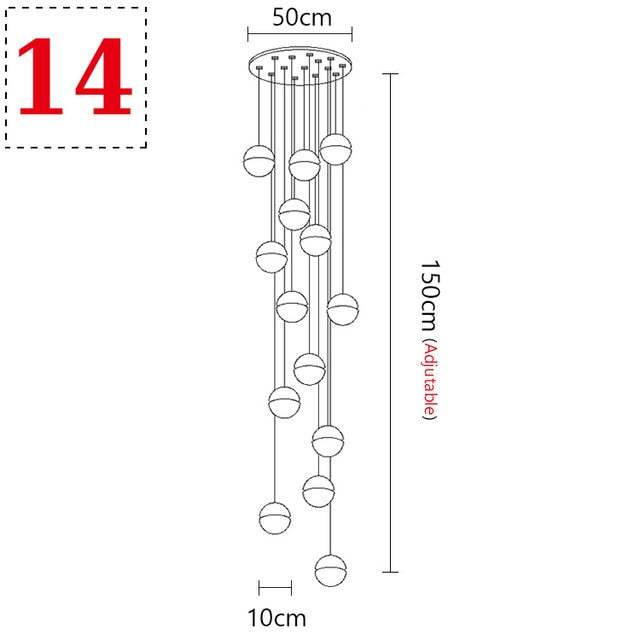 Modern Crystal Glass Ball LED Pendant Lights Fixtures Multiple Staircase Lamps Bar Hanging Lamp For Hotel Villa Duplex Apartment