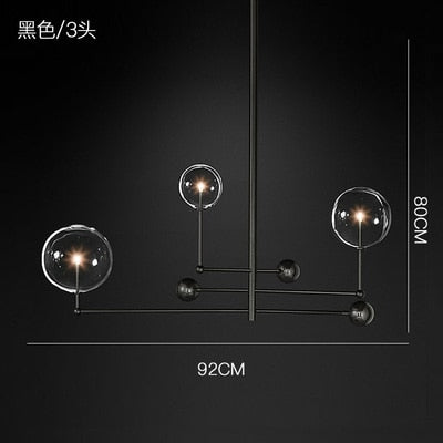 modern design glass ball chandelier 6 heads clear glass bubble lamp chandelier for living room kitchen black/gold light fixture