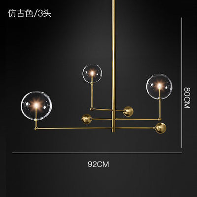 modern design glass ball chandelier 6 heads clear glass bubble lamp chandelier for living room kitchen black/gold light fixture