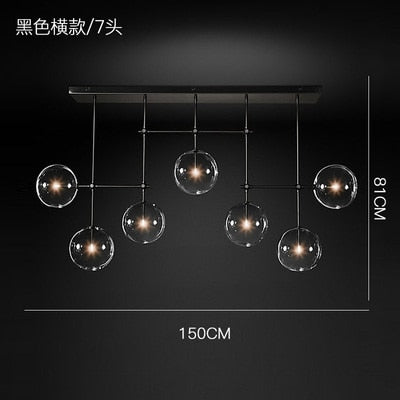modern design glass ball chandelier 6 heads clear glass bubble lamp chandelier for living room kitchen black/gold light fixture