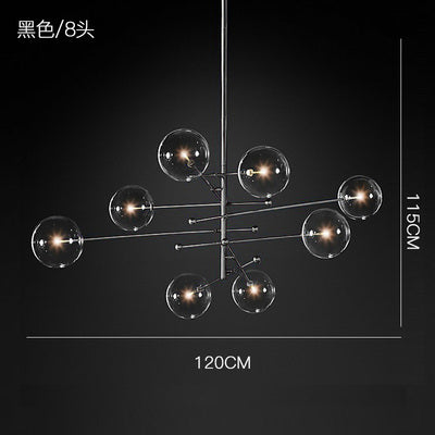 modern design glass ball chandelier 6 heads clear glass bubble lamp chandelier for living room kitchen black/gold light fixture