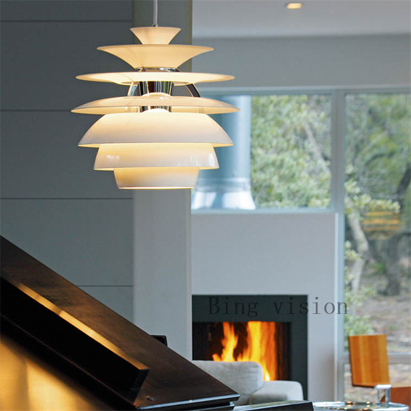 Postmodern minimalist white aluminum single head pendant lamp Nordic creative pine cone design LED restaurant decor E27 lighting