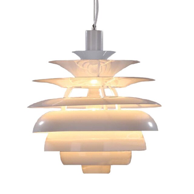 Postmodern minimalist white aluminum single head pendant lamp Nordic creative pine cone design LED restaurant decor E27 lighting